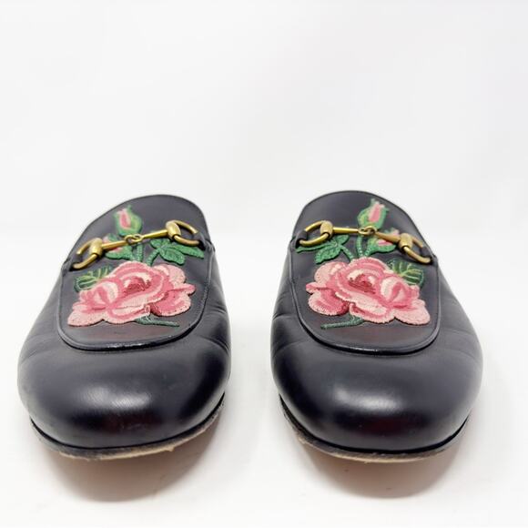 Gucci Princetown Flower Embroidered Loafers Mules 38.5 - Picture 4 of 10